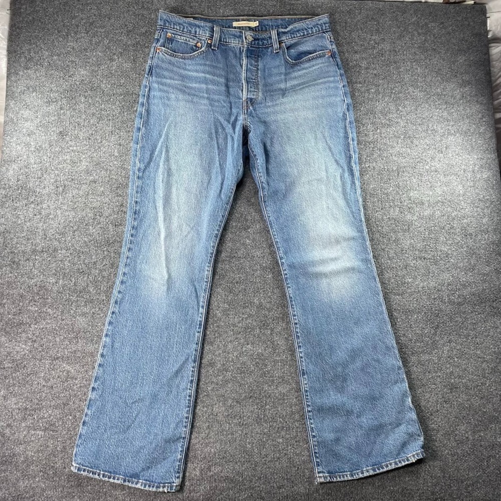 Levis Premium Wedgie Bootcut Jeans Womens 32 (34x34) Blue High Rise Button Fly